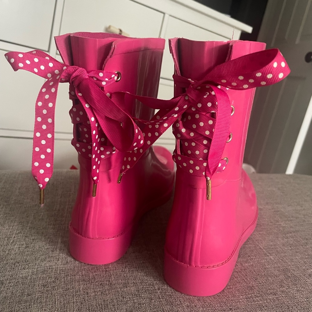 Pink Rain Boots with Polka Dot Bows